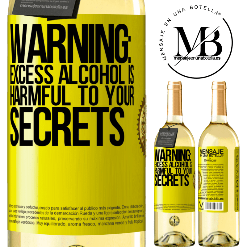 29,95 € Free Shipping | White Wine WHITE Edition Warning: Excess alcohol is harmful to your secrets Yellow Label. Customizable label Young wine Harvest 2022 Verdejo