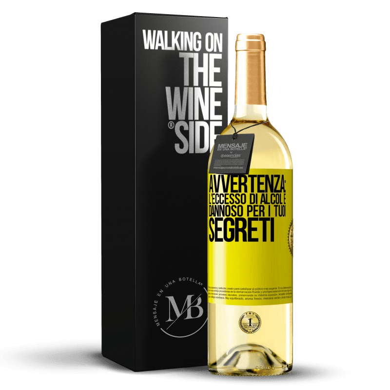 29,95 € Spedizione Gratuita | Vino bianco Edizione WHITE Avvertenza: l'eccesso di alcol è dannoso per i tuoi segreti Etichetta Gialla. Etichetta personalizzabile Vino giovane Raccogliere 2023 Verdejo