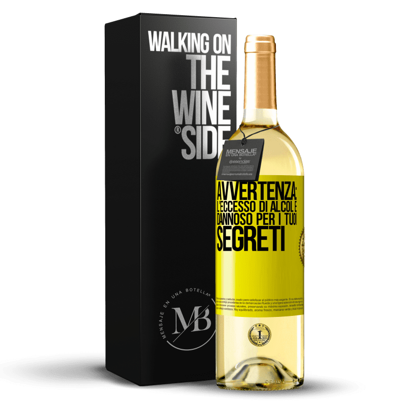 29,95 € Spedizione Gratuita | Vino bianco Edizione WHITE Avvertenza: l'eccesso di alcol è dannoso per i tuoi segreti Etichetta Gialla. Etichetta personalizzabile Vino giovane Raccogliere 2024 Verdejo