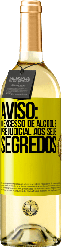 29,95 € | Vinho branco Edição WHITE Aviso: O excesso de álcool é prejudicial aos seus segredos Etiqueta Amarela. Etiqueta personalizável Vinho jovem Colheita 2023 Verdejo