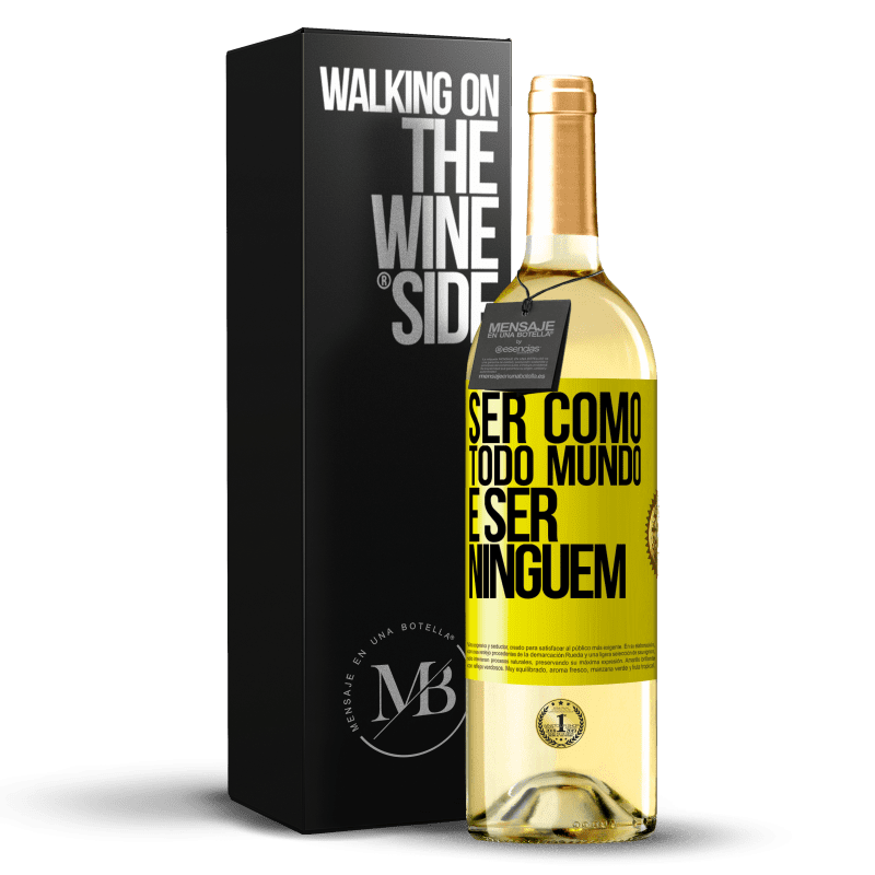 29,95 € Envio grátis | Vinho branco Edição WHITE Ser como todo mundo é ser ninguém Etiqueta Amarela. Etiqueta personalizável Vinho jovem Colheita 2024 Verdejo