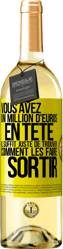 29,95 € Envoi gratuit | Vin blanc Édition WHITE Vous avez un million d'euros en tête. Il suffit juste de trouver comment les faire sortir Étiquette Jaune. Étiquette personnalisable Vin jeune Récolte 2025 Verdejo
