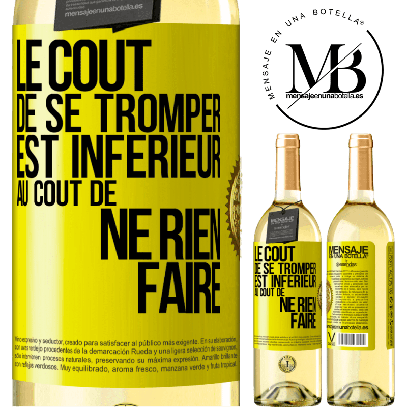 29,95 € Envoi gratuit | Vin blanc Édition WHITE Le coût de se tromper est inférieur au coût de ne rien faire Étiquette Jaune. Étiquette personnalisable Vin jeune Récolte 2025 Verdejo