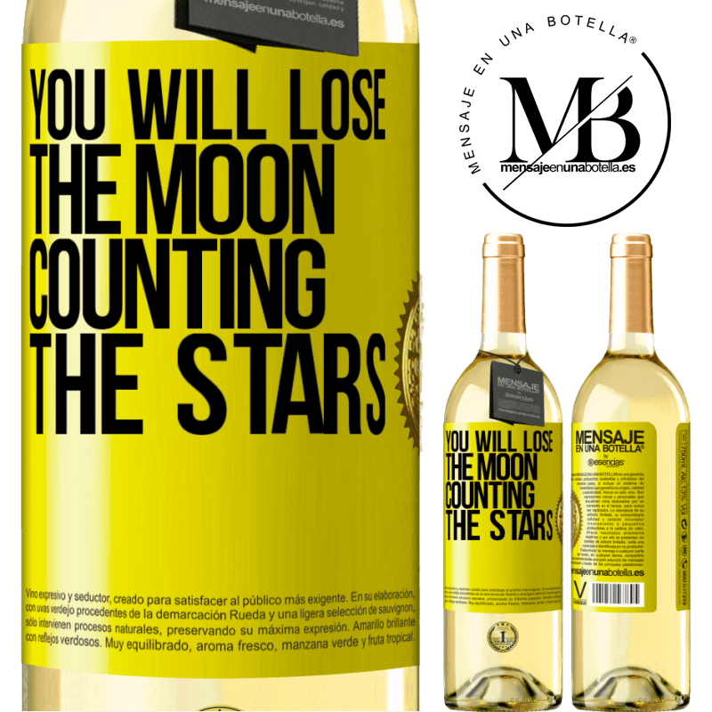 29,95 € Free Shipping | White Wine WHITE Edition You will lose the moon counting the stars Yellow Label. Customizable label Young wine Harvest 2022 Verdejo