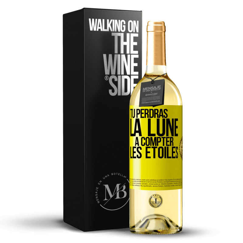 29,95 € Envoi gratuit | Vin blanc Édition WHITE Tu perdras la lune à compter les étoiles Étiquette Jaune. Étiquette personnalisable Vin jeune Récolte 2024 Verdejo