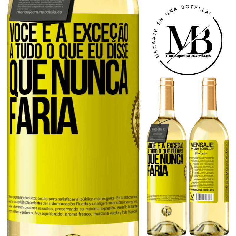 29,95 € Envio grátis | Vinho branco Edição WHITE Você é a exceção a tudo o que eu disse que nunca faria Etiqueta Amarela. Etiqueta personalizável Vinho jovem Colheita 2024 Verdejo