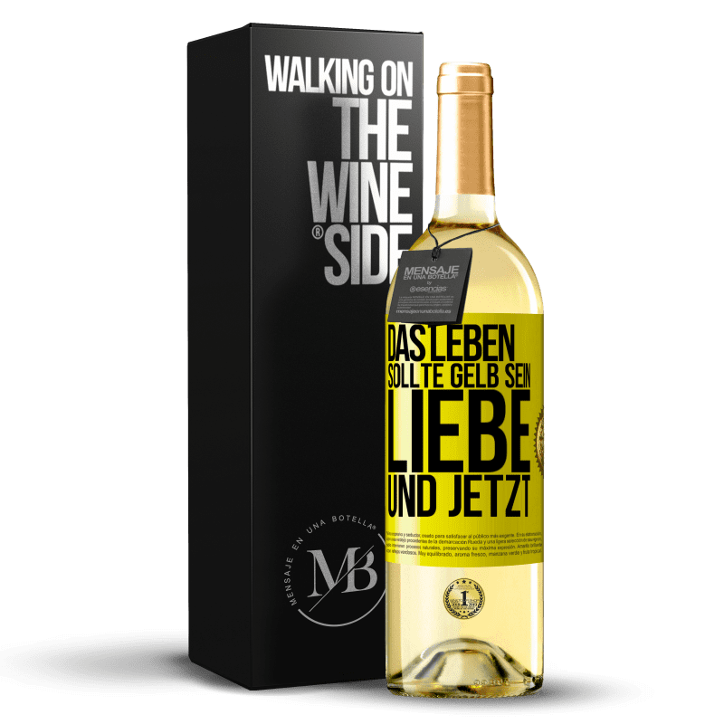 29,95 € Kostenloser Versand | Weißwein WHITE Ausgabe Das Leben sollte gelb sein. Liebe und jetzt Gelbes Etikett. Anpassbares Etikett Junger Wein Ernte 2024 Verdejo