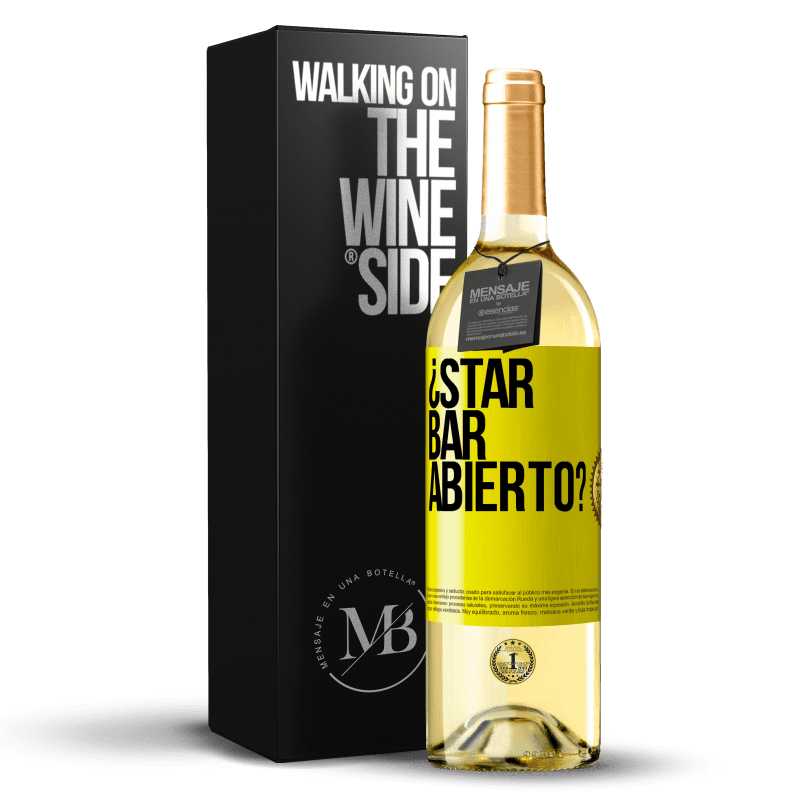 29,95 € Envío gratis | Vino Blanco Edición WHITE ¿STAR BAR abierto? Etiqueta Amarilla. Etiqueta personalizable Vino joven Cosecha 2023 Verdejo