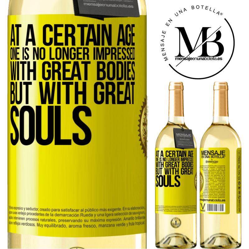 29,95 € Free Shipping | White Wine WHITE Edition At a certain age one is no longer impressed with great bodies, but with great souls Yellow Label. Customizable label Young wine Harvest 2022 Verdejo