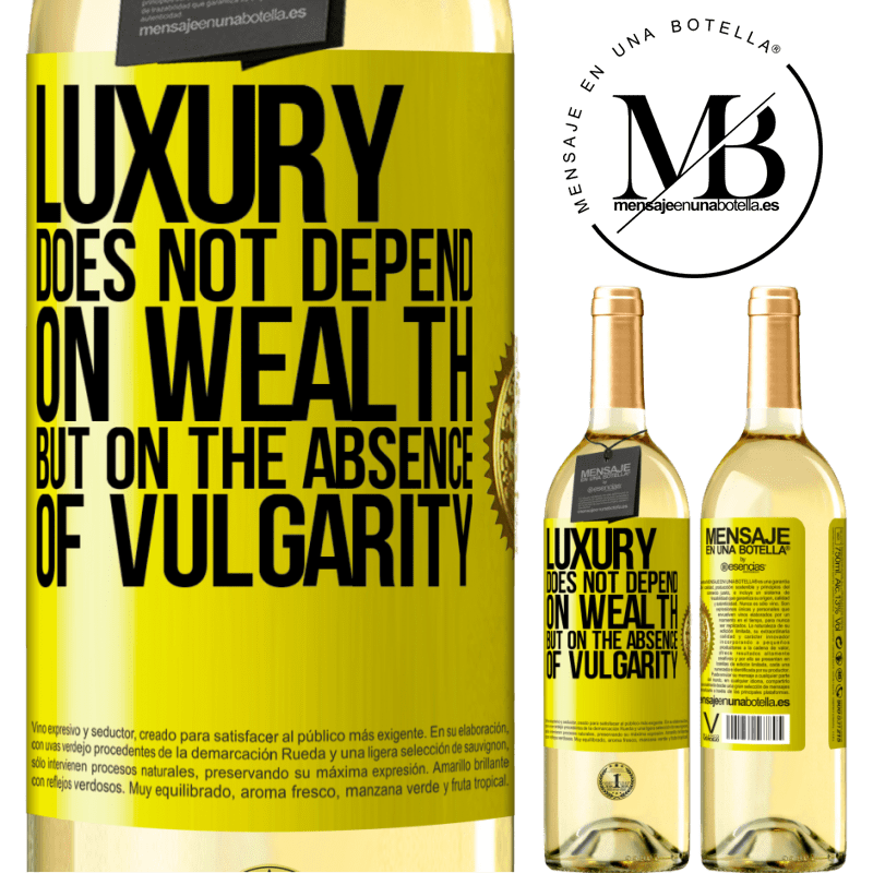 29,95 € Free Shipping | White Wine WHITE Edition Luxury does not depend on wealth, but on the absence of vulgarity Yellow Label. Customizable label Young wine Harvest 2022 Verdejo