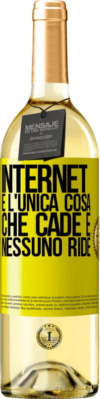 29,95 € Spedizione Gratuita | Vino bianco Edizione WHITE Internet è l'unica cosa che cade e nessuno ride Etichetta Gialla. Etichetta personalizzabile Vino giovane Raccogliere 2024 Verdejo