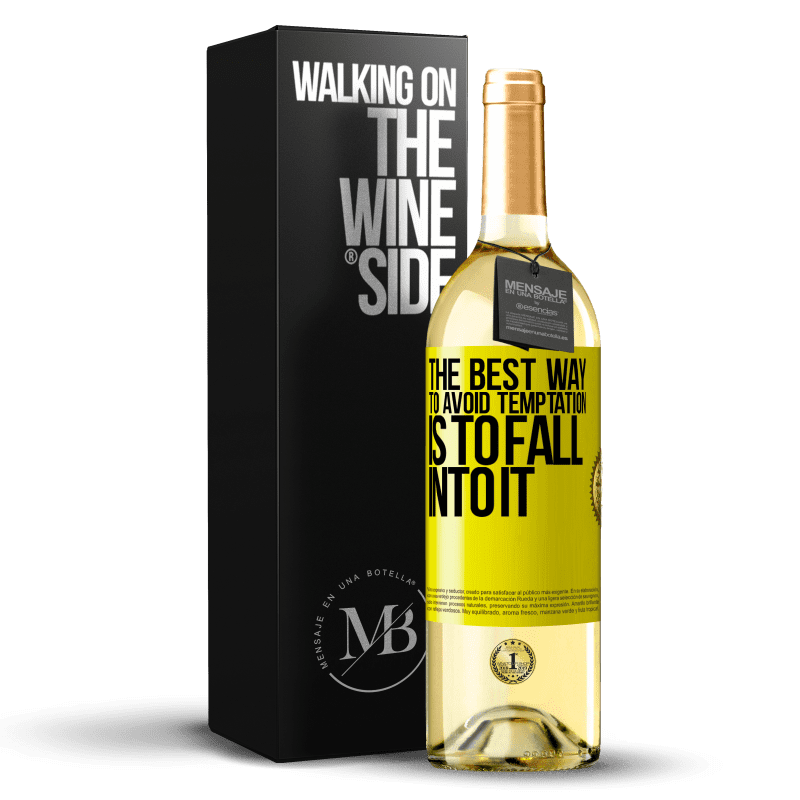 29,95 € Бесплатная доставка | Белое вино Издание WHITE Лучший способ избежать искушения - впасть в него Желтая этикетка. Настраиваемая этикетка Молодое вино Урожай 2023 Verdejo