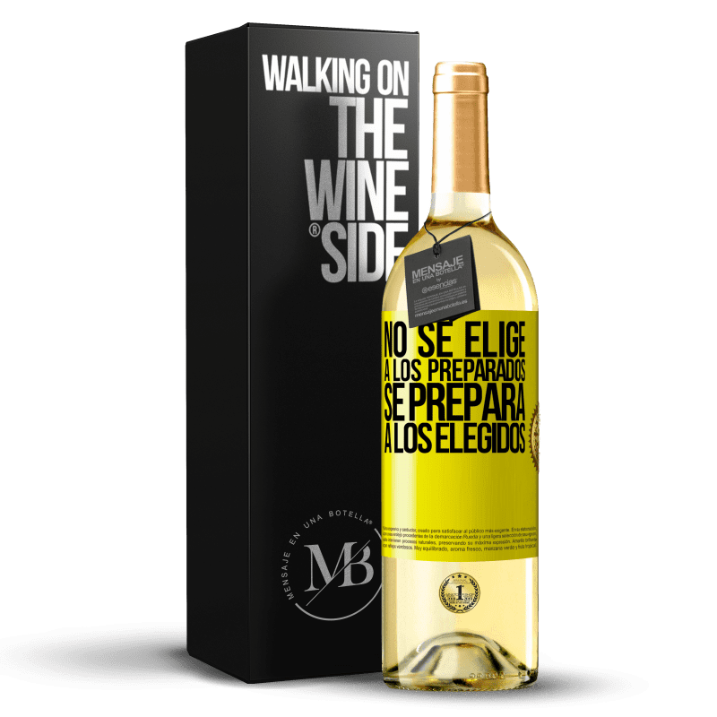 29,95 € Envío gratis | Vino Blanco Edición WHITE No se elige a los preparados, se prepara a los elegidos Etiqueta Amarilla. Etiqueta personalizable Vino joven Cosecha 2024 Verdejo