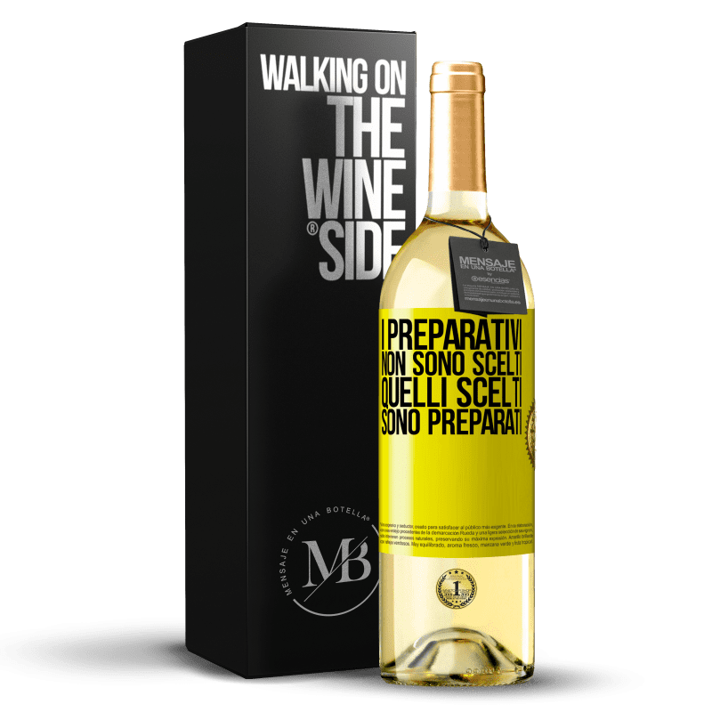 29,95 € Spedizione Gratuita | Vino bianco Edizione WHITE I preparativi non sono scelti, quelli scelti sono preparati Etichetta Gialla. Etichetta personalizzabile Vino giovane Raccogliere 2023 Verdejo