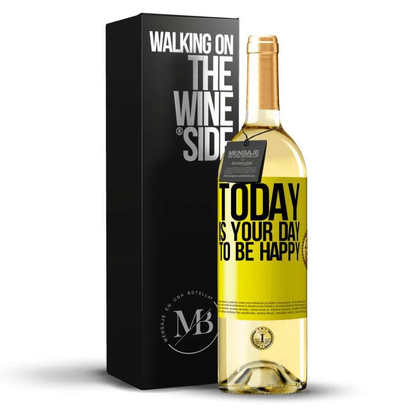 29,95 € Бесплатная доставка | Белое вино Издание WHITE Сегодня ты должен быть счастлив Желтая этикетка. Настраиваемая этикетка Молодое вино Урожай 2023 Verdejo