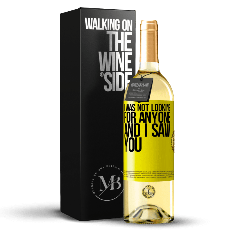 29,95 € Free Shipping | White Wine WHITE Edition I was not looking for anyone and I saw you Yellow Label. Customizable label Young wine Harvest 2023 Verdejo