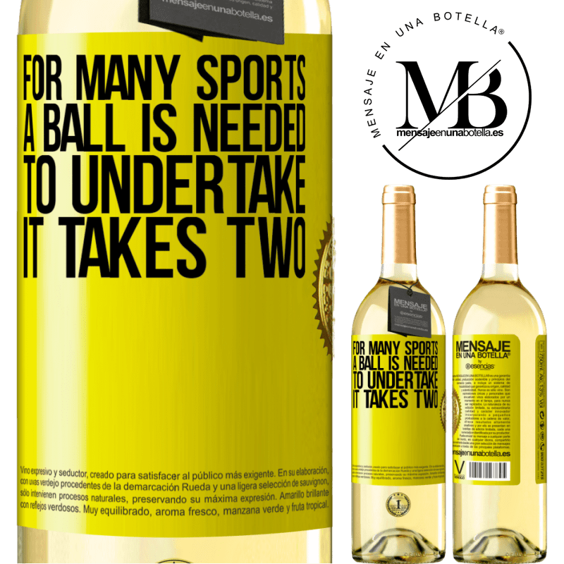 29,95 € Free Shipping | White Wine WHITE Edition For many sports a ball is needed. To undertake, it takes two Yellow Label. Customizable label Young wine Harvest 2024 Verdejo