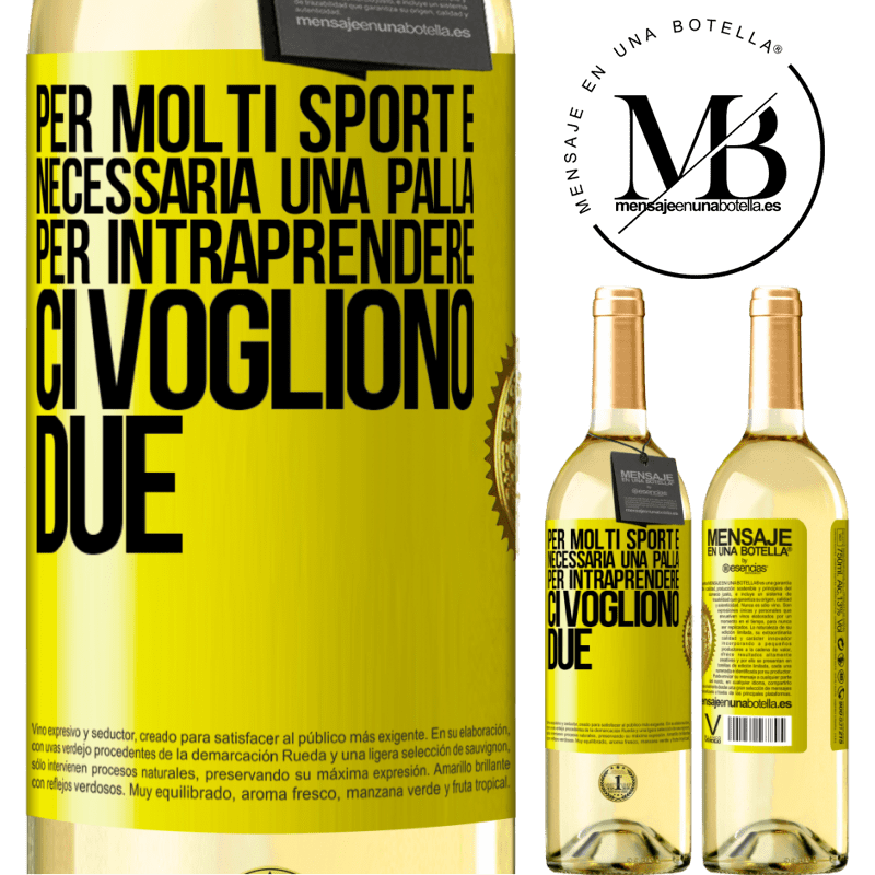 29,95 € Spedizione Gratuita | Vino bianco Edizione WHITE Per molti sport è necessaria una palla. Per intraprendere, ci vogliono due Etichetta Gialla. Etichetta personalizzabile Vino giovane Raccogliere 2024 Verdejo