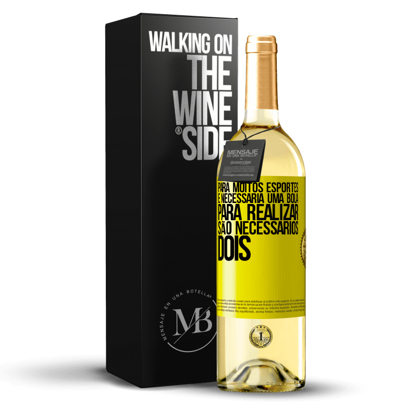 29,95 € Envio grátis | Vinho branco Edição WHITE Para muitos esportes, é necessária uma bola. Para realizar, são necessários dois Etiqueta Amarela. Etiqueta personalizável Vinho jovem Colheita 2025 Verdejo