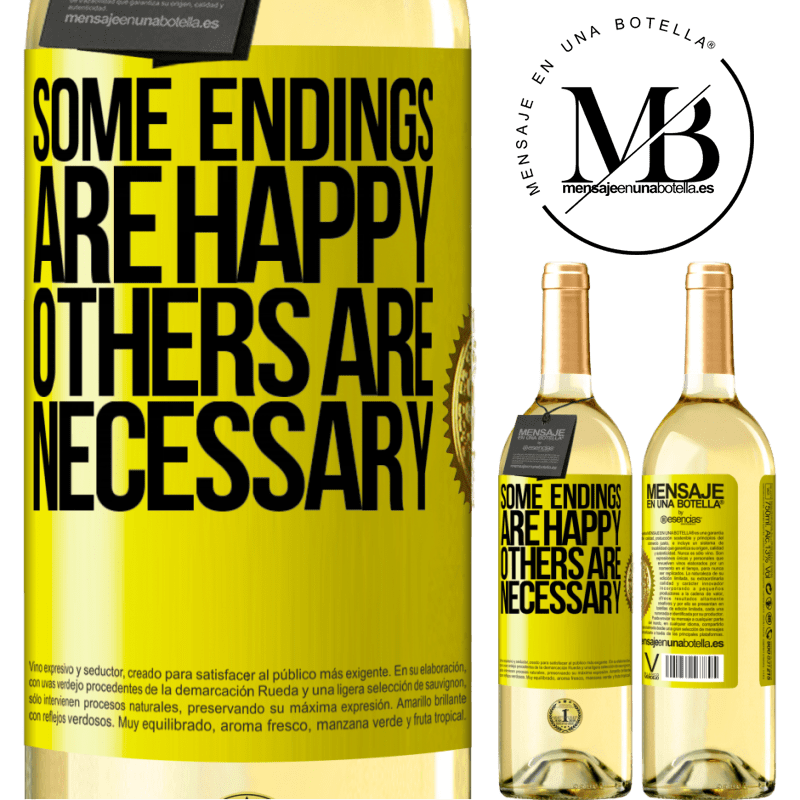 29,95 € Free Shipping | White Wine WHITE Edition Some endings are happy. Others are necessary Yellow Label. Customizable label Young wine Harvest 2024 Verdejo