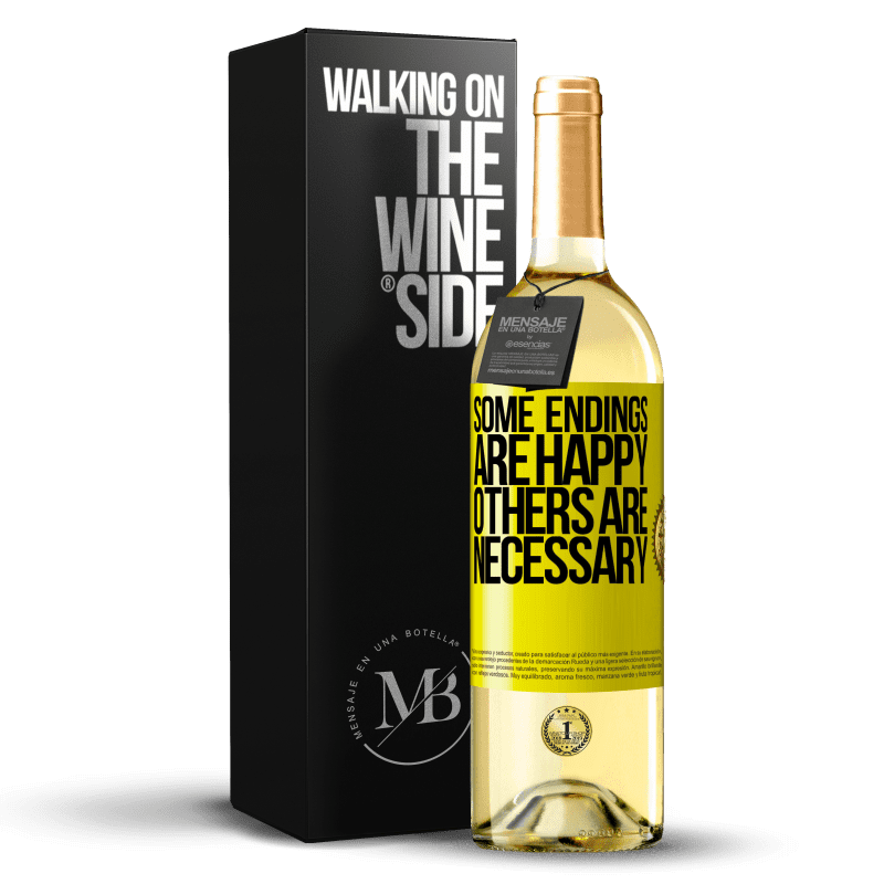 29,95 € 免费送货 | 白葡萄酒 WHITE版 有些结局是幸福的。其他是必要的 黄色标签. 可自定义的标签 青年酒 收成 2023 Verdejo