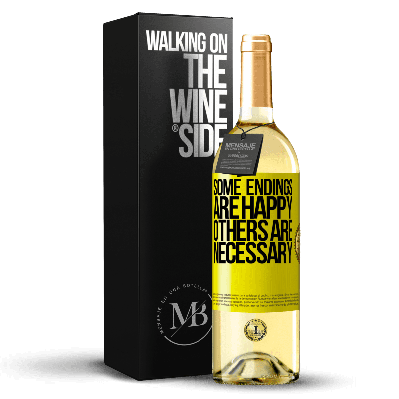 29,95 € Free Shipping | White Wine WHITE Edition Some endings are happy. Others are necessary Yellow Label. Customizable label Young wine Harvest 2024 Verdejo