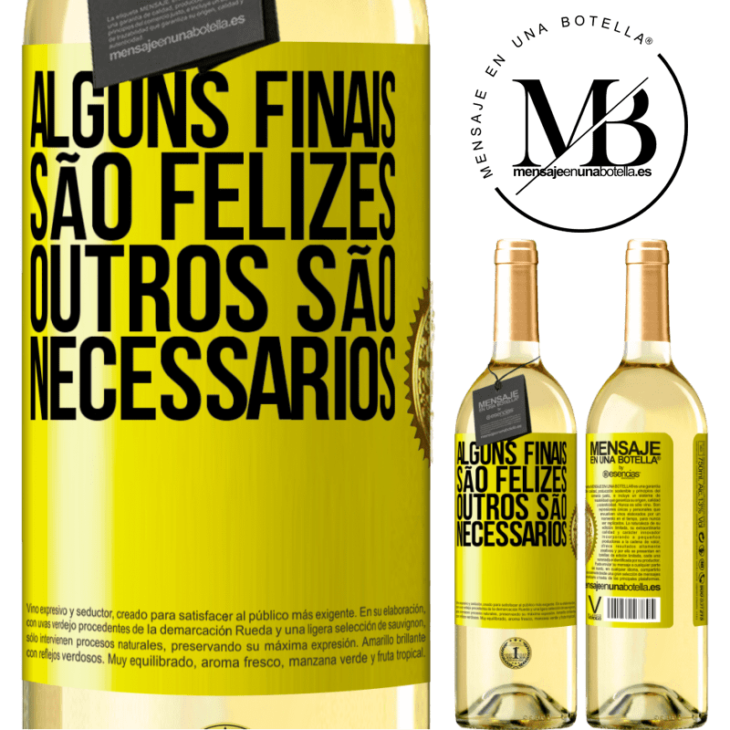 29,95 € Envio grátis | Vinho branco Edição WHITE Alguns finais são felizes. Outros são necessários Etiqueta Amarela. Etiqueta personalizável Vinho jovem Colheita 2024 Verdejo