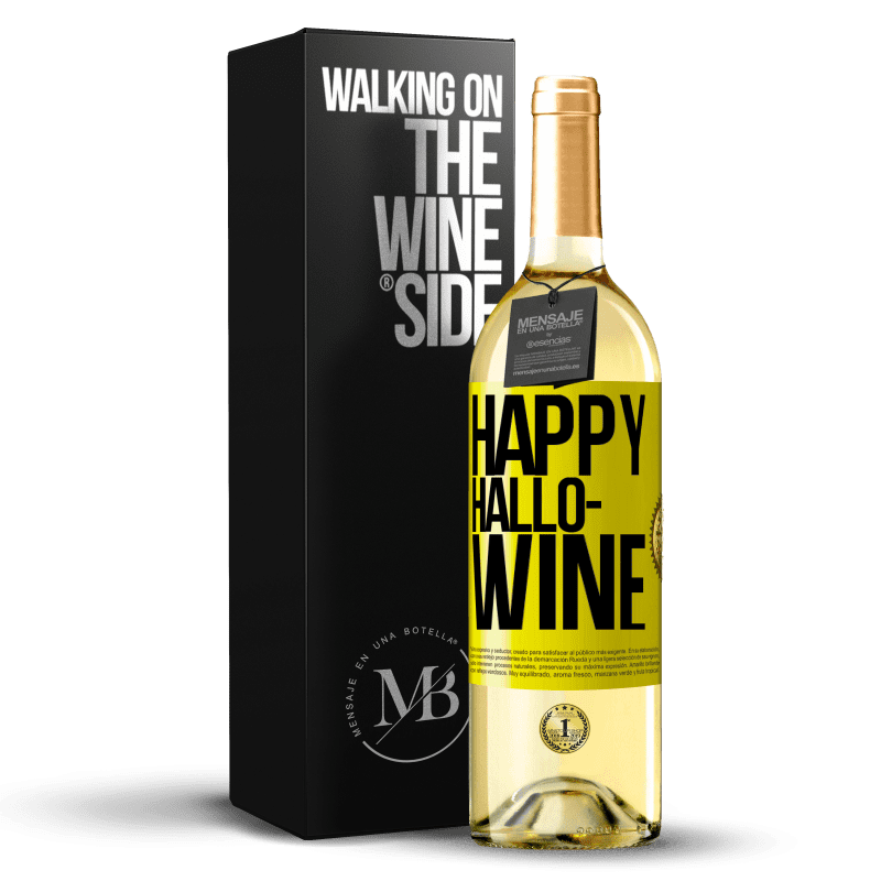 29,95 € Free Shipping | White Wine WHITE Edition Happy Hallo-Wine Yellow Label. Customizable label Young wine Harvest 2023 Verdejo