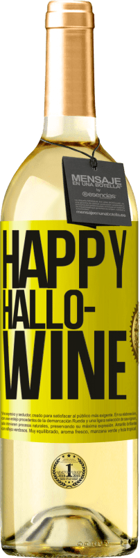 Envío gratis | Vino Blanco Edición WHITE Happy Hallo-Wine Etiqueta Amarilla. Etiqueta personalizable Vino joven Cosecha 2023 Verdejo