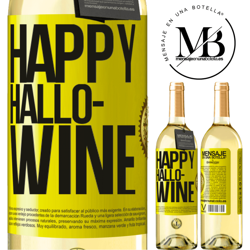 29,95 € Envío gratis | Vino Blanco Edición WHITE Happy Hallo-Wine Etiqueta Amarilla. Etiqueta personalizable Vino joven Cosecha 2024 Verdejo