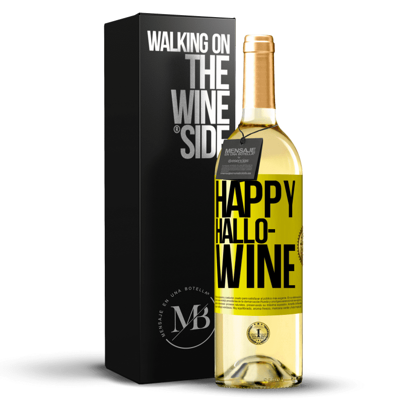 29,95 € Envío gratis | Vino Blanco Edición WHITE Happy Hallo-Wine Etiqueta Amarilla. Etiqueta personalizable Vino joven Cosecha 2025 Verdejo