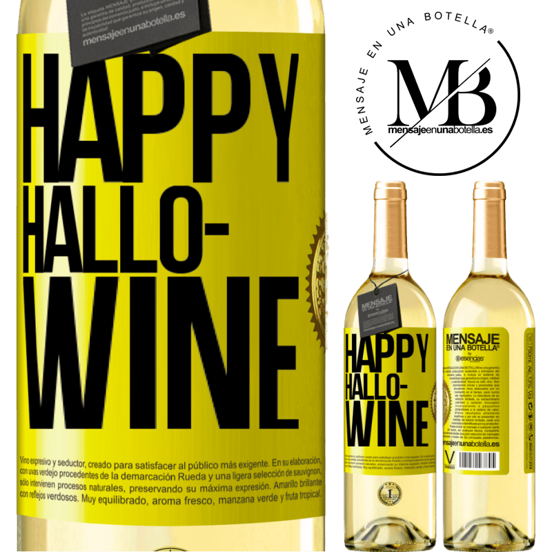 29,95 € Envio grátis | Vinho branco Edição WHITE Happy Hallo-Wine Etiqueta Amarela. Etiqueta personalizável Vinho jovem Colheita 2024 Verdejo