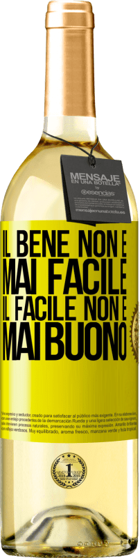 29,95 € Spedizione Gratuita | Vino bianco Edizione WHITE Il bene non è mai facile. Il facile non è mai buono Etichetta Gialla. Etichetta personalizzabile Vino giovane Raccogliere 2024 Verdejo