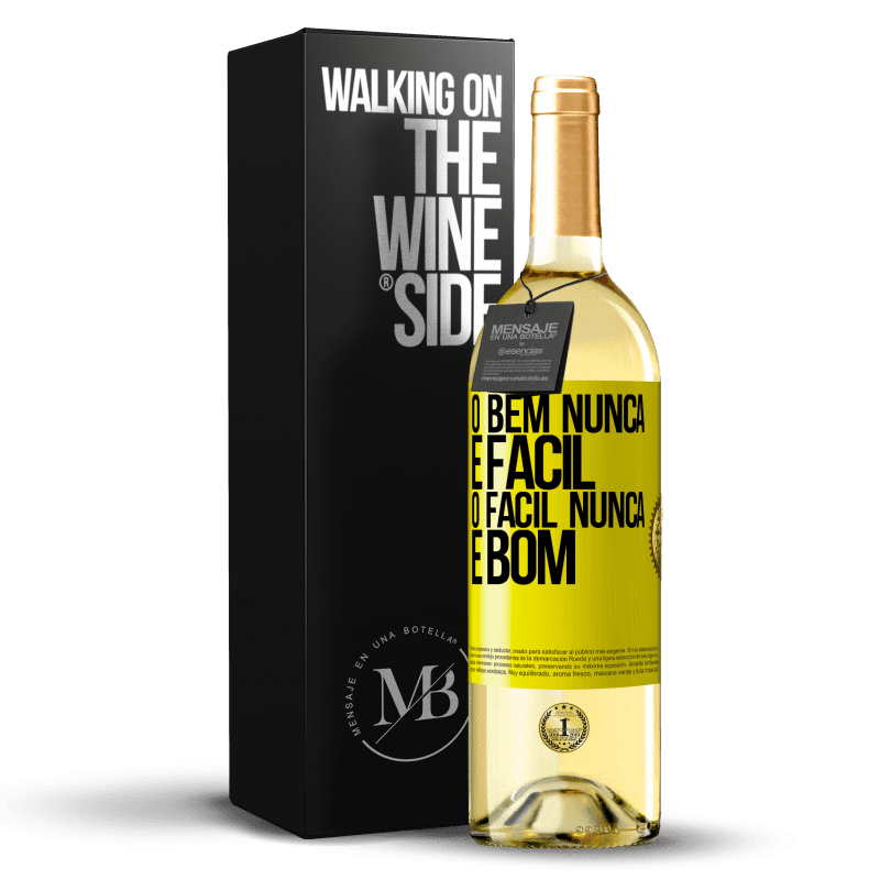 29,95 € Envio grátis | Vinho branco Edição WHITE O bem nunca é fácil. O fácil nunca é bom Etiqueta Amarela. Etiqueta personalizável Vinho jovem Colheita 2024 Verdejo