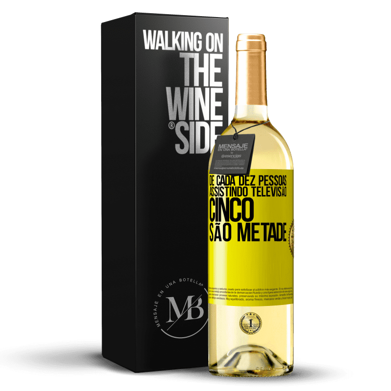 29,95 € Envio grátis | Vinho branco Edição WHITE De cada dez pessoas assistindo televisão, cinco são metade Etiqueta Amarela. Etiqueta personalizável Vinho jovem Colheita 2025 Verdejo