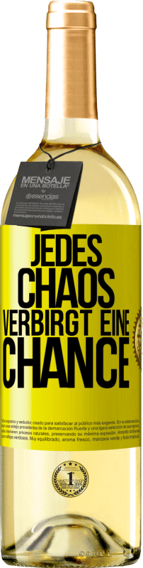 29,95 € | Weißwein WHITE Ausgabe Jedes Chaos verbirgt eine Chance Gelbes Etikett. Anpassbares Etikett Junger Wein Ernte 2023 Verdejo