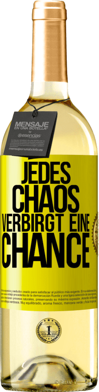 29,95 € | Weißwein WHITE Ausgabe Jedes Chaos verbirgt eine Chance Gelbes Etikett. Anpassbares Etikett Junger Wein Ernte 2024 Verdejo