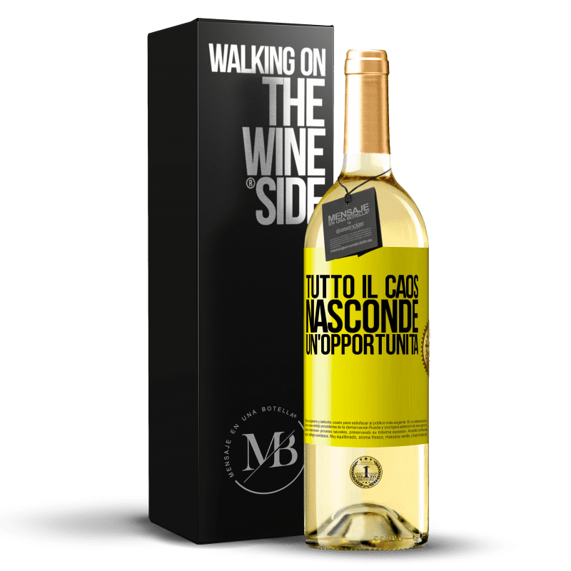 29,95 € Spedizione Gratuita | Vino bianco Edizione WHITE Tutto il caos nasconde un'opportunità Etichetta Gialla. Etichetta personalizzabile Vino giovane Raccogliere 2023 Verdejo