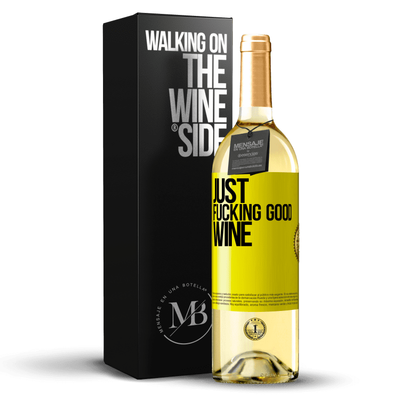 29,95 € Envío gratis | Vino Blanco Edición WHITE Just fucking good wine Etiqueta Amarilla. Etiqueta personalizable Vino joven Cosecha 2025 Verdejo