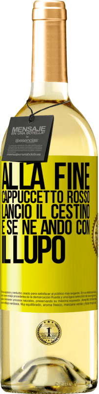 29,95 € | Vino bianco Edizione WHITE Alla fine, Cappuccetto Rosso lanciò il cestino e se ne andò con il lupo Etichetta Gialla. Etichetta personalizzabile Vino giovane Raccogliere 2025 Verdejo