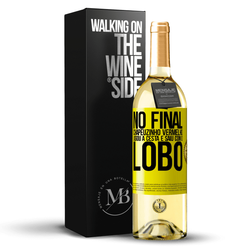 29,95 € Envio grátis | Vinho branco Edição WHITE No final, Chapeuzinho Vermelho jogou a cesta e saiu com o lobo Etiqueta Amarela. Etiqueta personalizável Vinho jovem Colheita 2025 Verdejo
