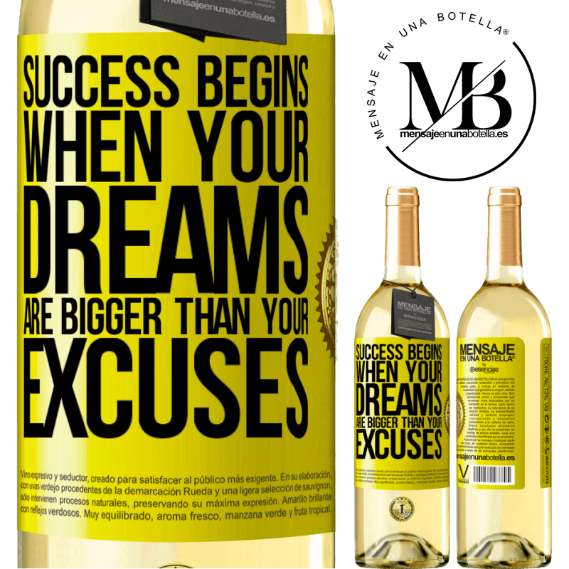 29,95 € Free Shipping | White Wine WHITE Edition Success begins when your dreams are bigger than your excuses Yellow Label. Customizable label Young wine Harvest 2022 Verdejo