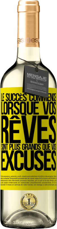 29,95 € Envoi gratuit | Vin blanc Édition WHITE Le succès commence lorsque vos rêves sont plus grands que vos excuses Étiquette Jaune. Étiquette personnalisable Vin jeune Récolte 2025 Verdejo