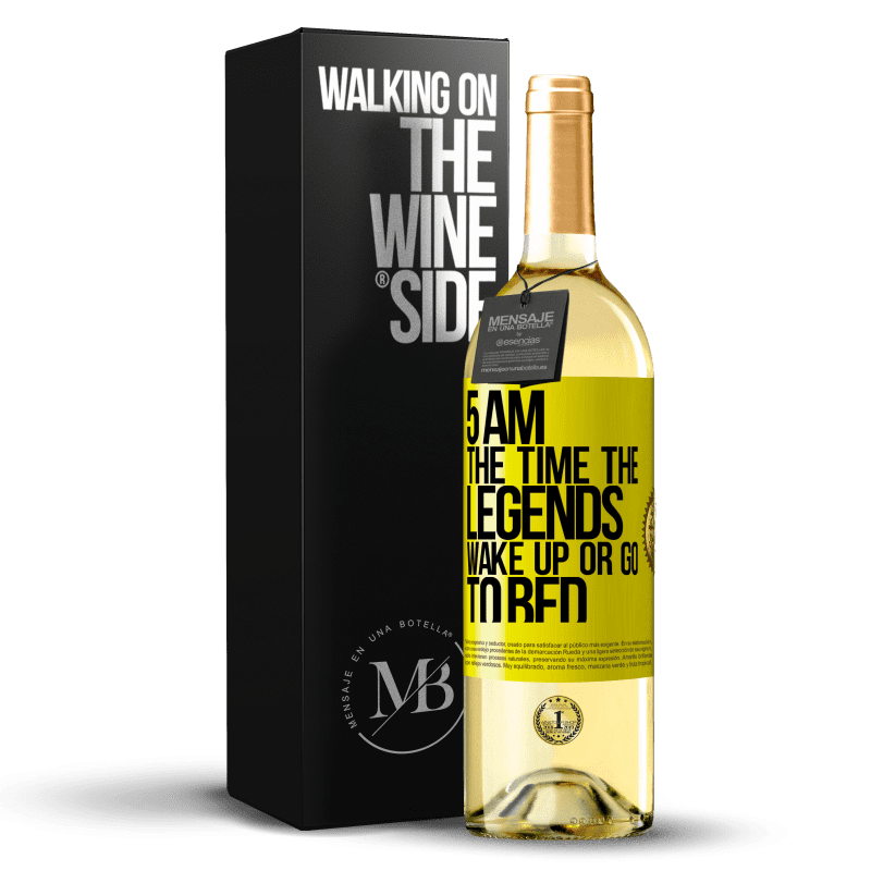 29,95 € Free Shipping | White Wine WHITE Edition 5 AM. The time the legends wake up or go to bed Yellow Label. Customizable label Young wine Harvest 2024 Verdejo