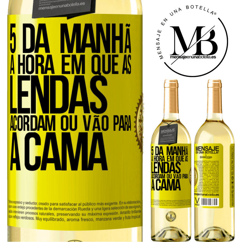 29,95 € Envio grátis | Vinho branco Edição WHITE 5 da manhã A hora em que as lendas acordam ou vão para a cama Etiqueta Amarela. Etiqueta personalizável Vinho jovem Colheita 2024 Verdejo