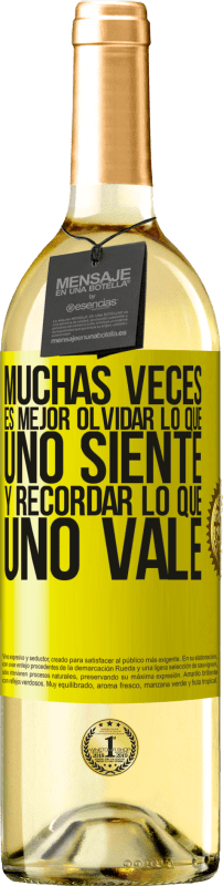 29,95 € | Vino Blanco Edición WHITE Muchas veces es mejor olvidar lo que uno siente y recordar lo que uno vale Etiqueta Amarilla. Etiqueta personalizable Vino joven Cosecha 2025 Verdejo