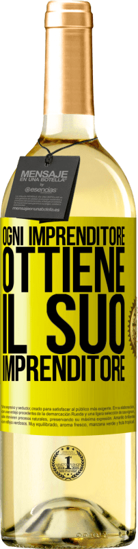 Spedizione Gratuita | Vino bianco Edizione WHITE Ogni imprenditore ottiene il suo imprenditore Etichetta Gialla. Etichetta personalizzabile Vino giovane Raccogliere 2023 Verdejo