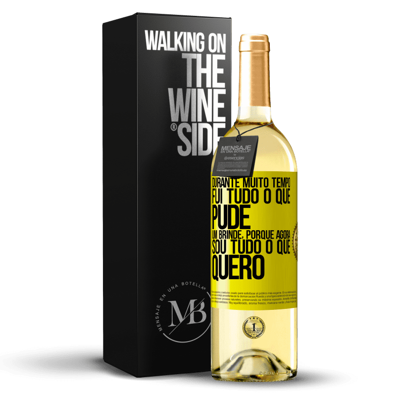 29,95 € Envio grátis | Vinho branco Edição WHITE Durante muito tempo fui tudo o que pude. Um brinde, porque agora sou tudo o que quero Etiqueta Amarela. Etiqueta personalizável Vinho jovem Colheita 2024 Verdejo