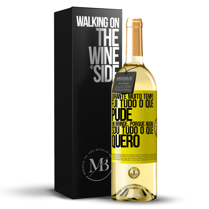 29,95 € Envio grátis | Vinho branco Edição WHITE Durante muito tempo fui tudo o que pude. Um brinde, porque agora sou tudo o que quero Etiqueta Amarela. Etiqueta personalizável Vinho jovem Colheita 2025 Verdejo