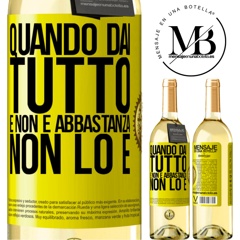 29,95 € Spedizione Gratuita | Vino bianco Edizione WHITE Quando dai tutto e non è abbastanza, non lo è Etichetta Gialla. Etichetta personalizzabile Vino giovane Raccogliere 2023 Verdejo